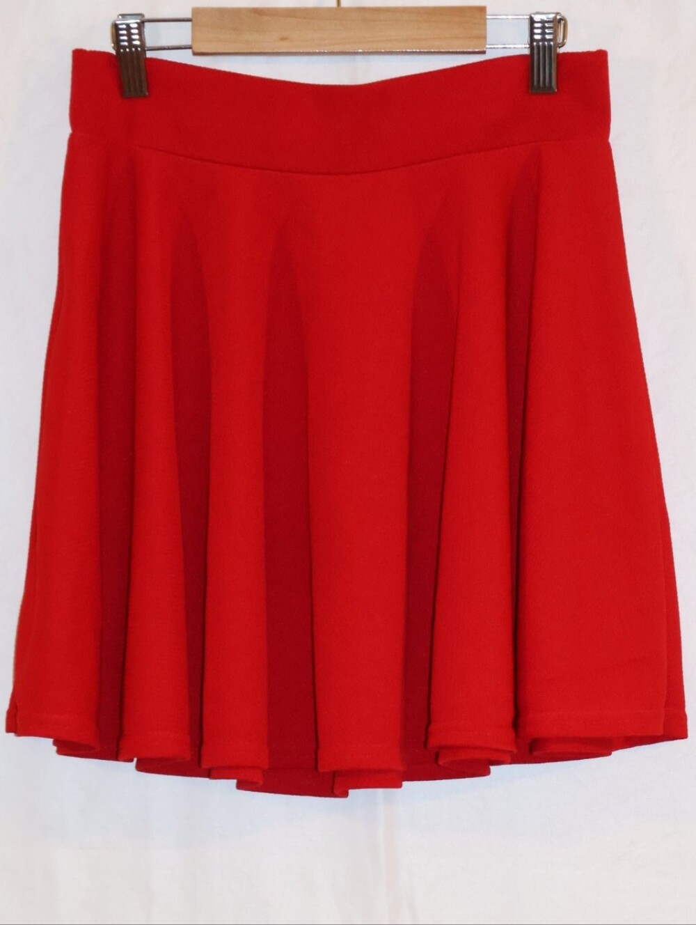 Urban Coco Red Basic Versatile Stretchy Flared Mini Skater Skirt.
